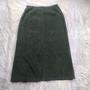 Norton McNaughton Midi Skirt Women's 6 Olive Green Faux Suede Stretch